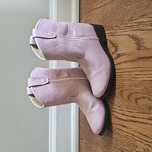 Girls Pink Leather Cowgirl Boots size 8